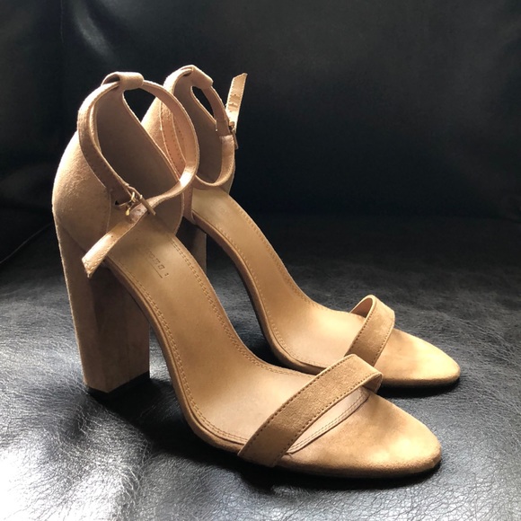 ASOS Shoes - ASOS Nude Suede Block Heels